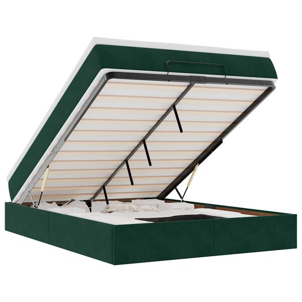 vidaXL Cadre de lit ottoman avec matelas vert fonc&eacute; 140x200 cm velours