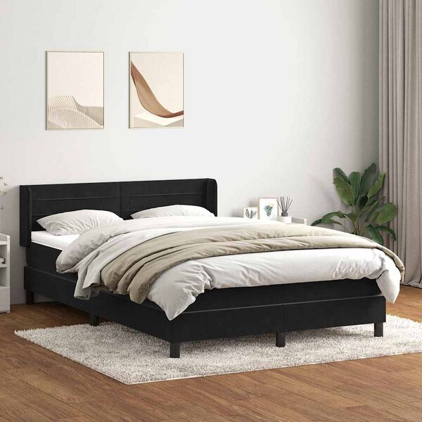 vidaXL Sommier &agrave; lattes de lit avec matelas noir 160x210 cm velours