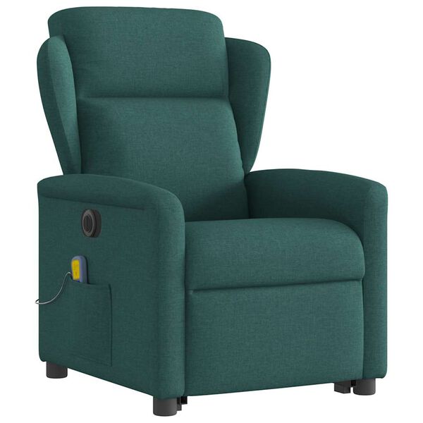 vidaXL Fauteuil inclinable de massage &eacute;lectrique Vert fonc&eacute; Tissu