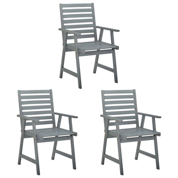 vidaXL Chaises &agrave; manger d'ext&eacute;rieur lot de 3 et coussins Acacia massif