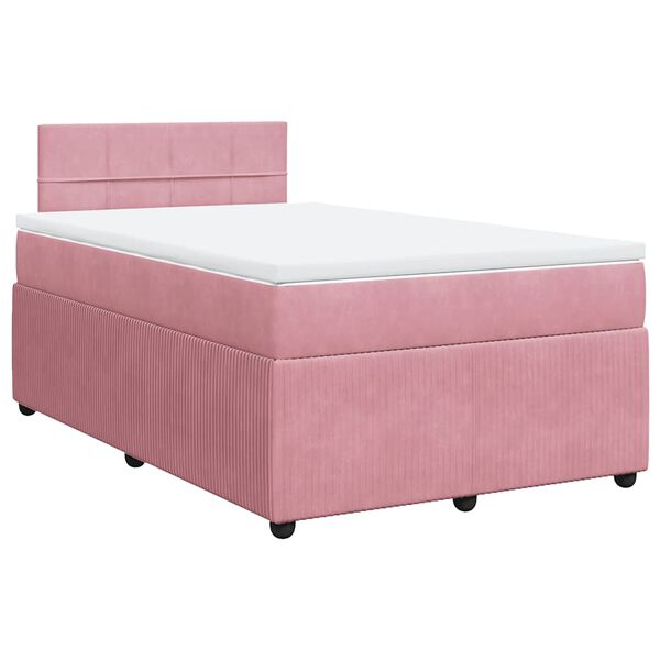 vidaXL Sommier &agrave; lattes de lit avec matelas Rose 120x200 cm Velours