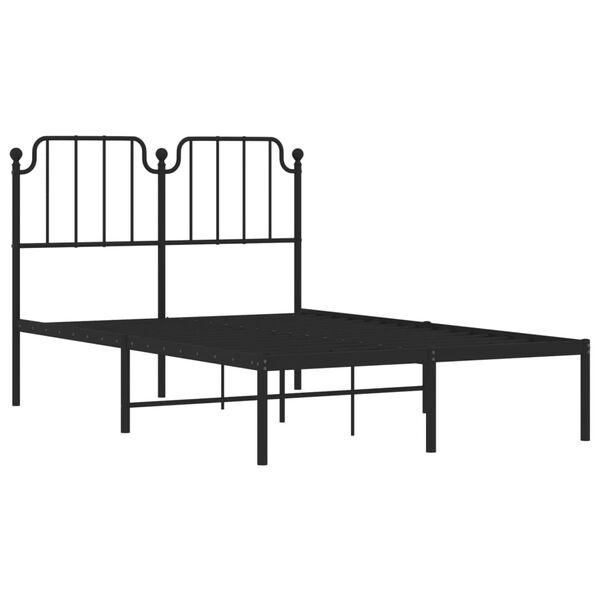 vidaXL Cadre de lit m&eacute;tal sans matelas avec t&ecirc;te de lit noir 120x190cm