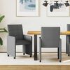 vidaXL Chaises de Salle &agrave; Manger avec Roues 2 pcs Gris fonc&eacute; tissu