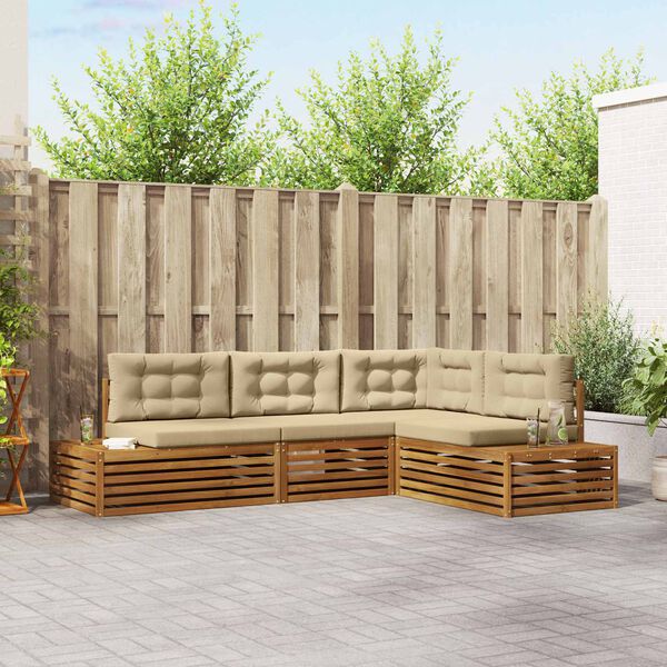 vidaXL Ensemble de canap&eacute;s d'ext&eacute;rieur 4 Pi&egrave;ce Naturel et Beige