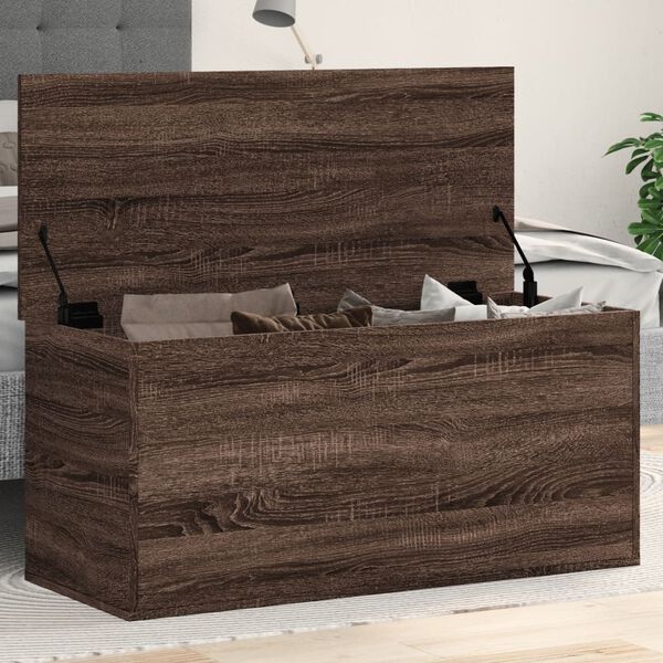 vidaXL Bo&icirc;te de rangement ch&ecirc;ne marron 100x42x46 cm bois d'ing&eacute;nierie
