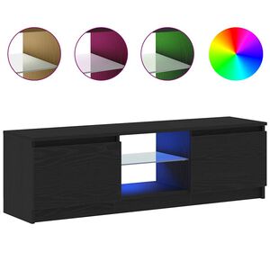 vidaXL Meuble TV avec &eacute;clairage LED en ch&ecirc;ne noir 120 x 30 x 36 cm bois d'ing&eacute;nierie