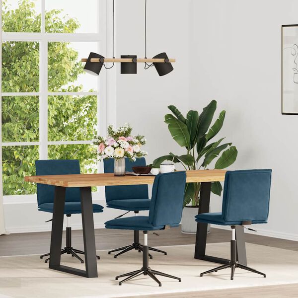 vidaXL Chaises &agrave; manger lot de 4 Bleu Velours