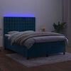 vidaXL Sommier &agrave; lattes de lit matelas et LED Bleu fonc&eacute; 140x200 cm