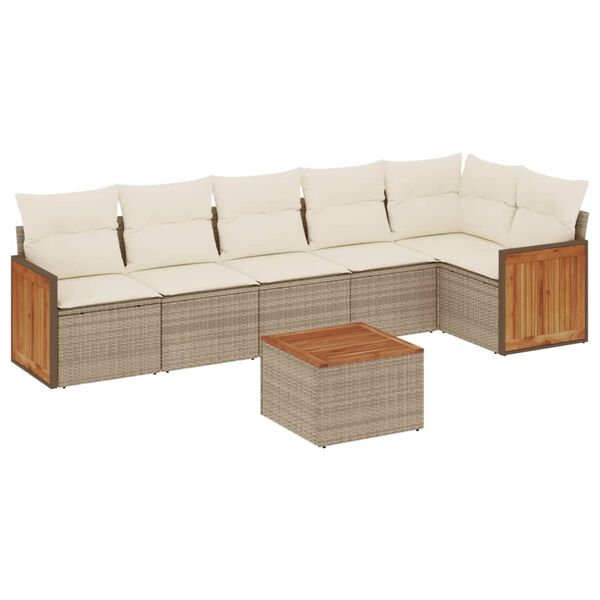vidaXL Salon de jardin avec coussins 7 pcs beige r&eacute;sine tress&eacute;e