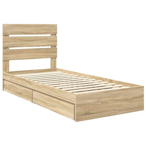 vidaXL Lit de Rangement Ch&ecirc;ne Sonoma 90 x 200 cm Bois d'ing&eacute;nierie