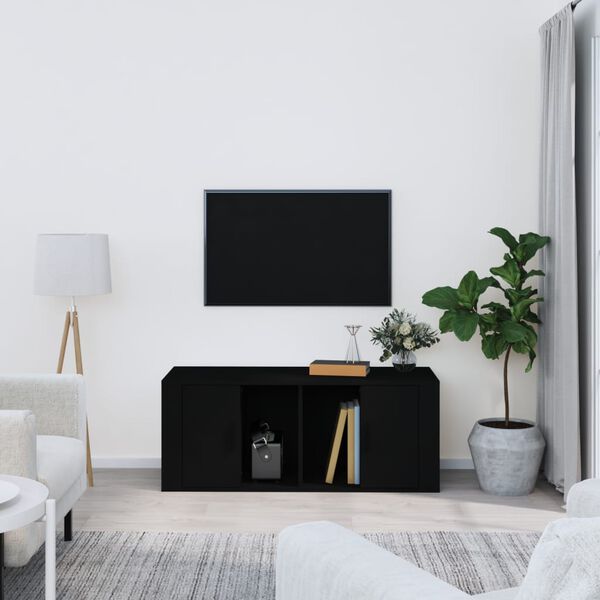 vidaXL Meuble TV Noir 100x35x40 cm Bois d'ing&eacute;nierie
