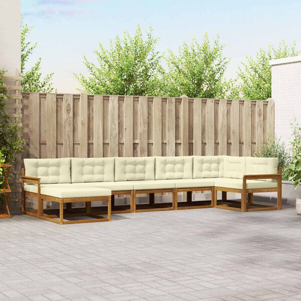 vidaXL Ensemble de canap&eacute;s d'ext&eacute;rieur 7 pcs Naturel et Cr&egrave;me