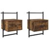 vidaXL Table de chevet murale 2 pcs ch&ecirc;ne fum&eacute; 35x30x51 cm