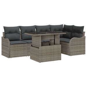 vidaXL Ensemble de canap&eacute; de jardin 6 pc Gris Poly Rattan