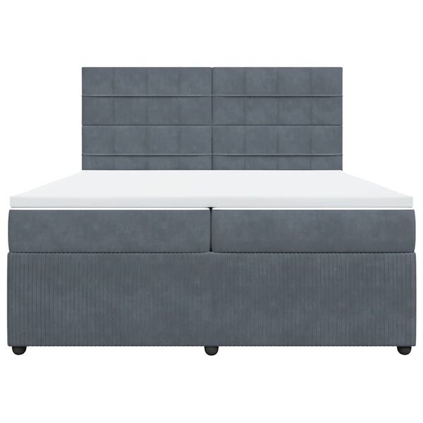 vidaXL Sommier &agrave; lattes de lit et matelas Gris fonc&eacute; 200x200cm Velours