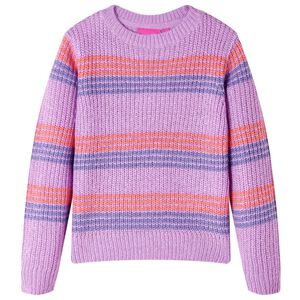 Pull-over ray&eacute; tricot&eacute; pour enfants lilas et rose 92