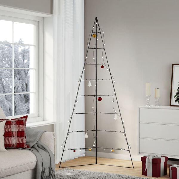 vidaXL Arbre de Noël en métal pour décoration noir 210 cm