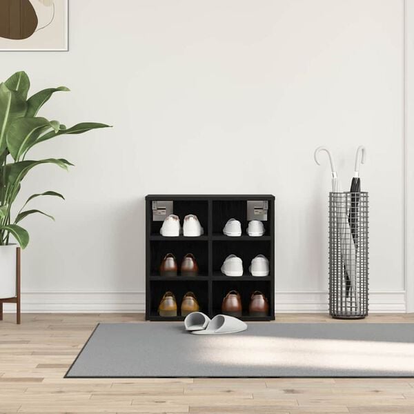 vidaXL Cabinet &agrave; chaussures avec &eacute;tag&egrave;re Ch&ecirc;ne noir 52 x 30 x 50,5 cm