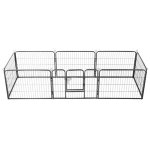 vidaXL Parc pour chiens 8 panneaux Acier 60 x 80 cm Noir