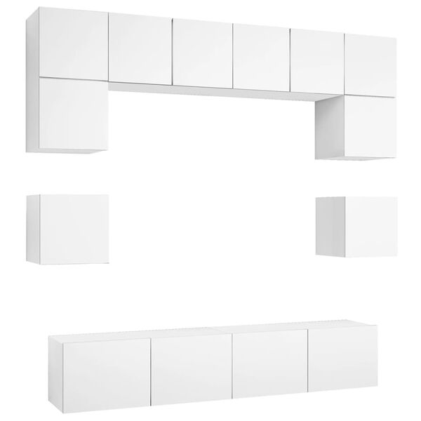 vidaXL Ensemble de meubles TV 8 pcs Blanc Bois d'ing&eacute;nierie