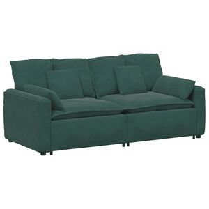vidaXL Canap&eacute; modulable avec coussins vert fonc&eacute;