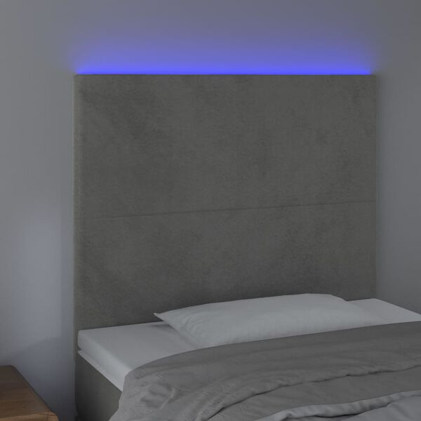 vidaXL T&ecirc;te de lit &agrave; LED Gris clair 100x5x118/128 cm Velours