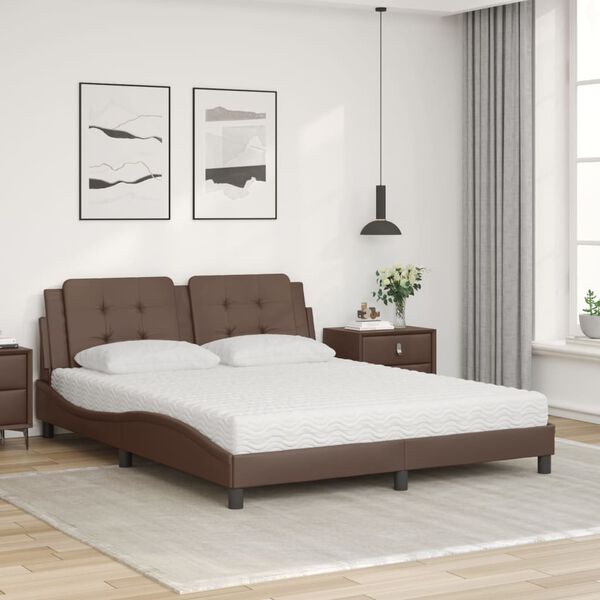 vidaXL Lit avec matelas Zadar marron 160x200 cm similicuir