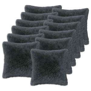 vidaXL Coussin avec oreiller HEERLEN 2 pi&egrave;ces Anthracite Fleece PV