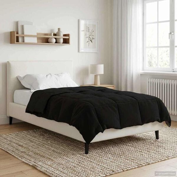 vidaXL Duvet d'hiver Matelass&eacute; Noir 140 x 220 cm Microfibre