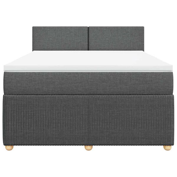 vidaXL Sommier &agrave; lattes de lit avec matelas Gris fonc&eacute; 140x200cm Tissu