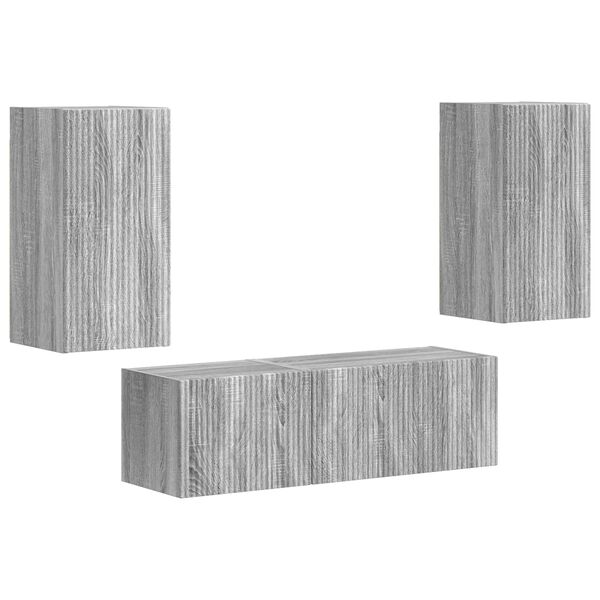 vidaXL Ensemble de meuble TV mural 4 pcs Gris Sonoma Bois d'ing&eacute;nierie