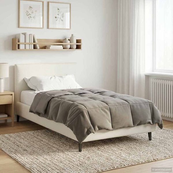 vidaXL Duvet complet toute l'ann&eacute;e Gris clair 155 x 200 cm Microfibre