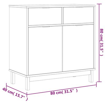 vidaXL Buffet avec portes vitrées FLAM 80x40x180 cm bois massif de pin