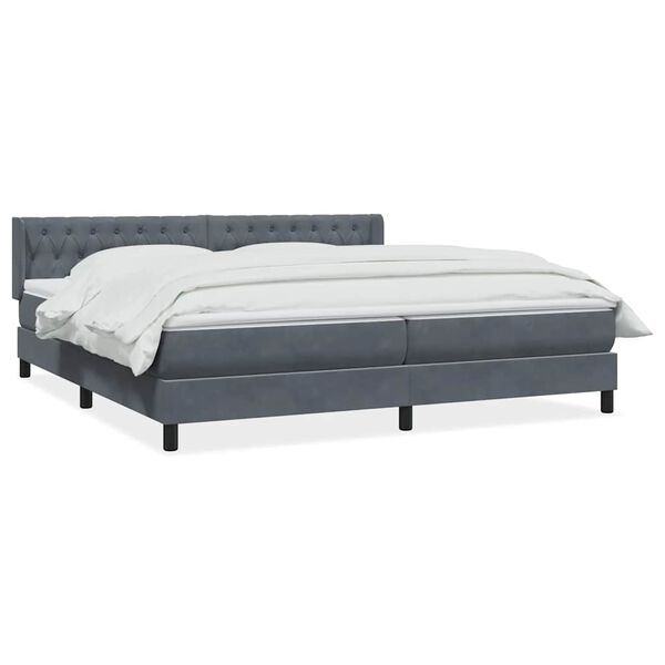 vidaXL Sommier &agrave; lattes de lit et matelas gris fonc&eacute; 180x210cm velours