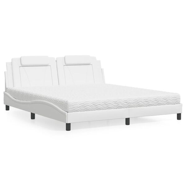 vidaXL Lit Viana avec matelas blanc 180x200 cm similicuir