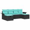 vidaXL Ensemble de canap&eacute; de jardin 6 pcs Noir et turquoise polyrotin