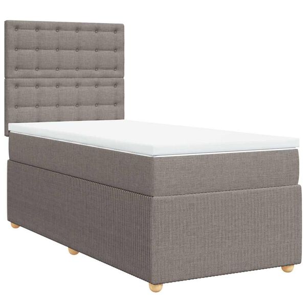 vidaXL Sommier &agrave; lattes de lit avec matelas Taupe 100x200 cm Tissu