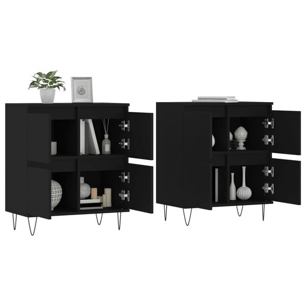 vidaXL Buffets 2 pcs noir bois d'ing&eacute;nierie