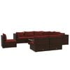 vidaXL Salon de jardin 10 pcs avec coussins R&eacute;sine tress&eacute;e Marron