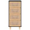 vidaXL Buffet Noir 40x30x90 cm Bois de pin massif et rotin naturel