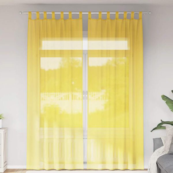 vidaXL Rideaux en voile avec boucles 2 pcs jaune 140x260 cm