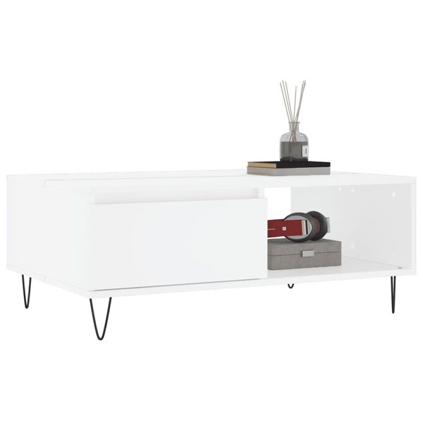 vidaXL Table basse blanc 90x60x35 cm bois d'ing&eacute;nierie