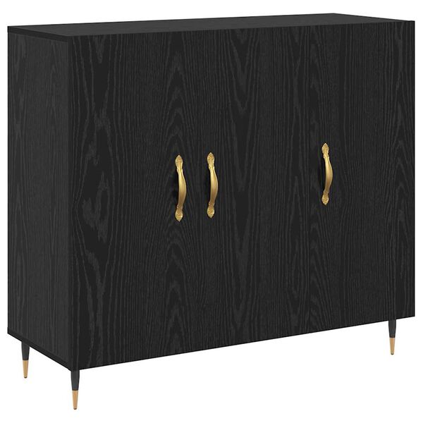 vidaXL Buffet Ch&ecirc;ne noir 90 x 34 x 80 cm Bois d'ing&eacute;nierie