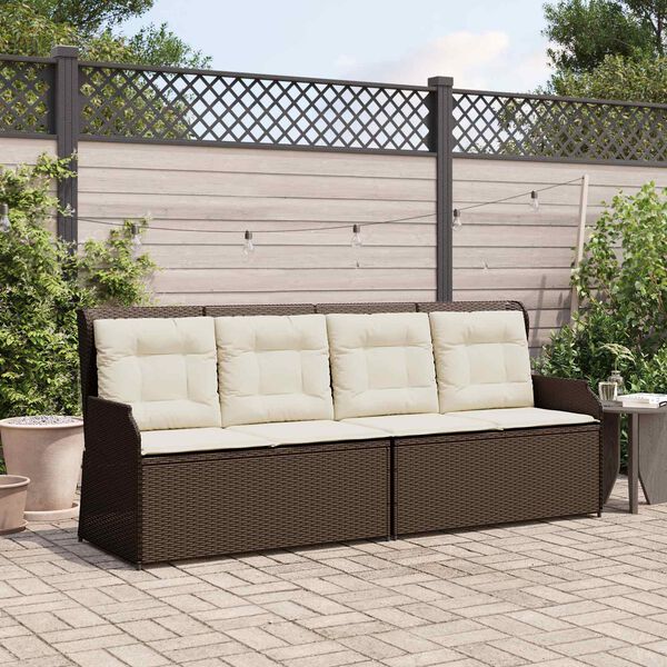 vidaXL Banc de jardin avec coussin Marron Poly rotin