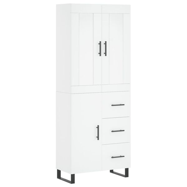 vidaXL Buffet haut Blanc 69,5x34x180 cm Bois d'ing&eacute;nierie