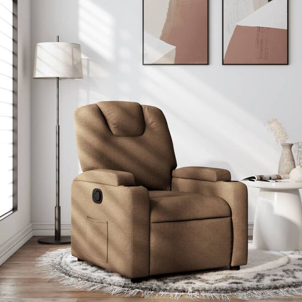 vidaXL Fauteuil inclinable Marron Tissu