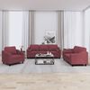 vidaXL Ensemble de canapés 3 pcs avec coussins rouge bordeaux tissu