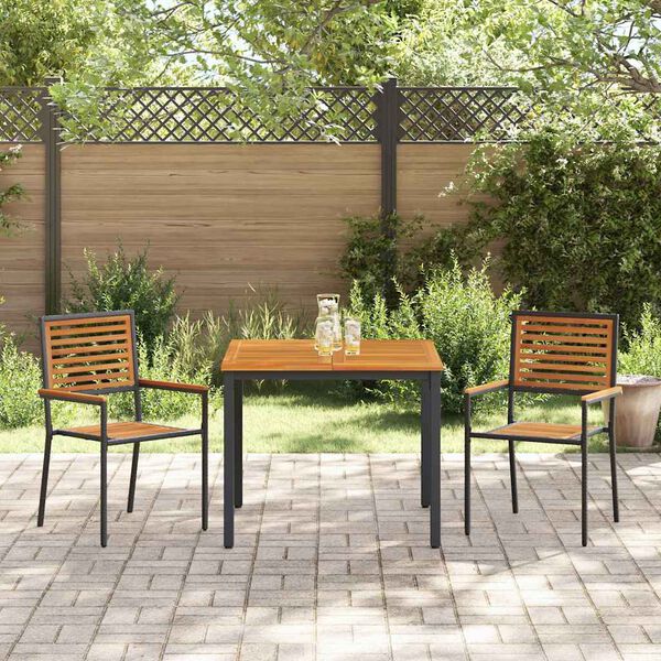 vidaXL Ensemble de salle &agrave; manger pour jardin 3 pcs Noir et Marron
