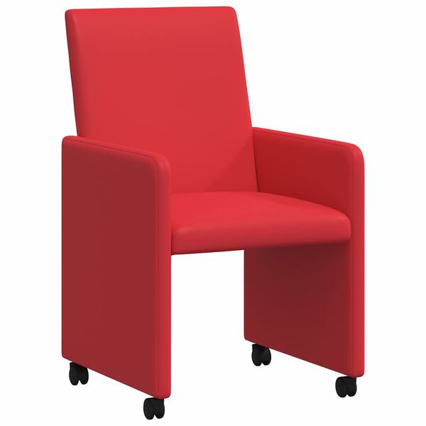 vidaXL Chaises de Salle à Manger avec Roues avec des roues 2 pcs Rouge