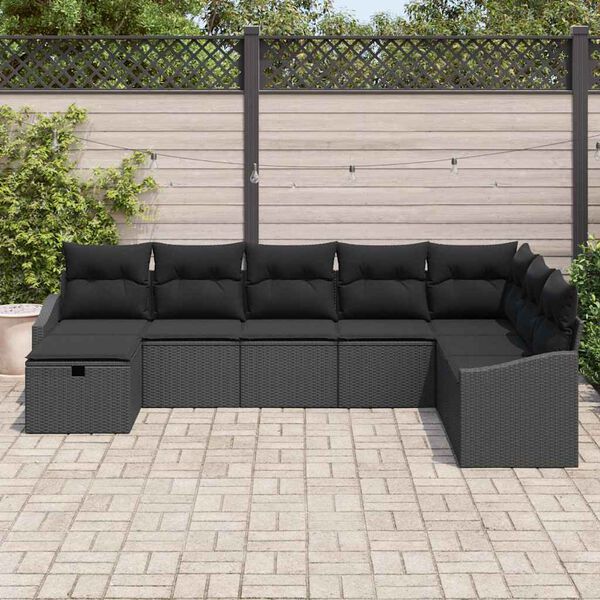 vidaXL Ensemble de canap&eacute; de jardin 8 pcs Noir 55 x 62 x 69 cm